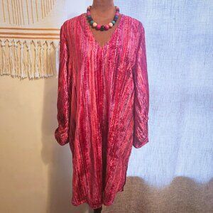 Uncle Frank Stunning Raspberry Stripped Balloon Sleeve Dress | Boho | Size S